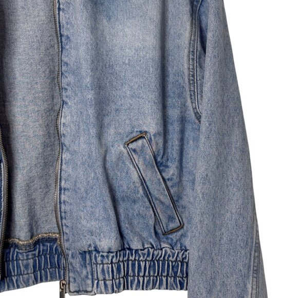 Mango blue collared full zip denim bomber jacket size M - Picture 9 of 14